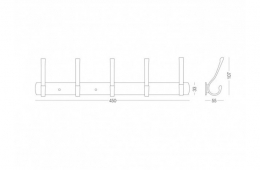 Вішалка на 5 гачків HA-03/5, алюмінієва чорна. Фото 3