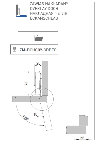 Завіса меблева GTV Ø 35 накладна гідравлічна ZM-DCHC09-3DBEO рег. 3D H0, без єврошурупа. Фото 2