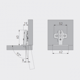 Завiс меблевий GTV накладний  Ø 35 110° ZP-BICN090BE. Фото 3