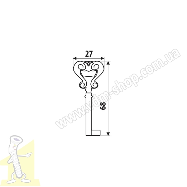 Ключ меблевий KL01-G0003 золото. Фото 2