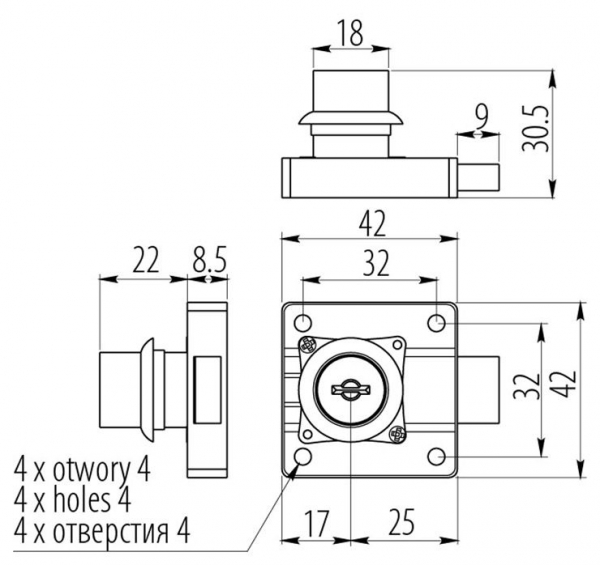 Замок меблевий GTV врізний ZZ-CF-138-01 з цифровим ключем хром. Фото 2