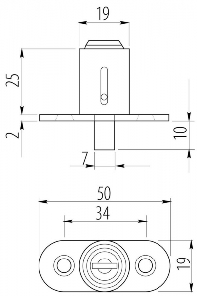 Замок меблевий GTV 105 розсувних дверей хром ZZ-B0-105-01-S. Фото 2