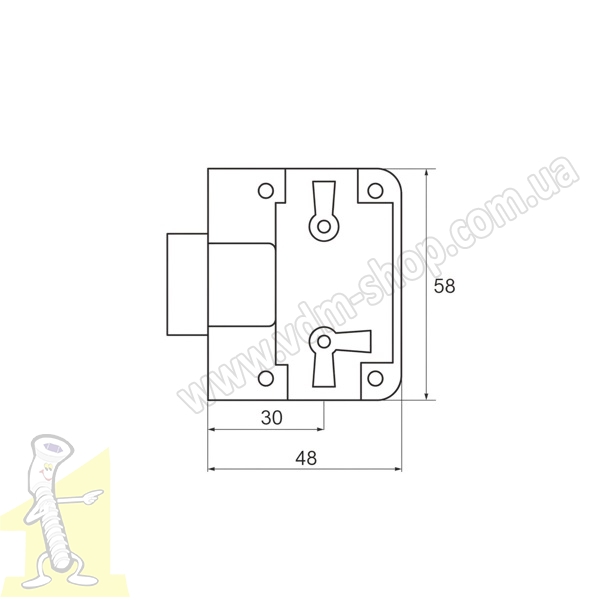 Замок меблевий,накладний, пластик чорний. Фото 2