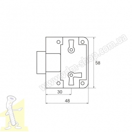 Замок меблевий,накладний, пластик чорний. Фото 2