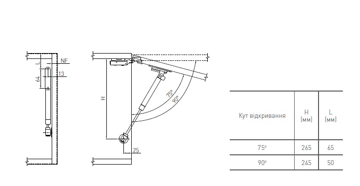 Завіс телескопічний GTV PD-GAMB-100-N60 100N з амортизатором без регулювання антрацит. Фото 2