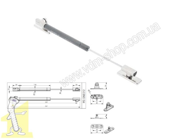 Завіс телескопічний GTV NEO fi12 PD-GNEO12-50-60 антрацит