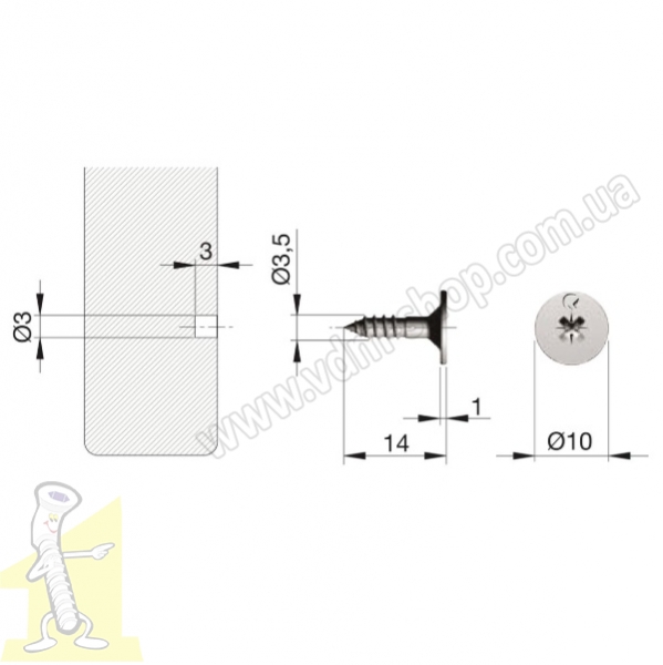 Планка самонаріз відбійника магнітного K-Push Ø 10мм.. Фото 3