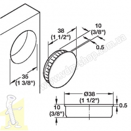 Заглушка отвору 35мм пластик бiла Hafele 340.41.702. Фото 2
