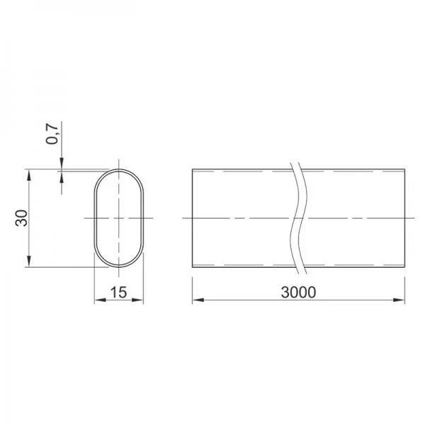 Труба овальна для одягу L-3000мм (30х15) чорна ATM. Фото 2
