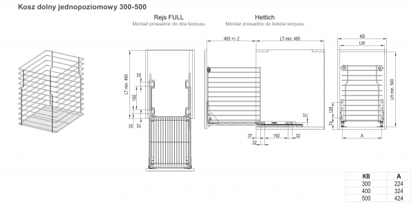 Кош нижній карго 500 одноповерховий хром L-450 VARIANT MULTI Rejs WE29.0011.01.001. Фото 3