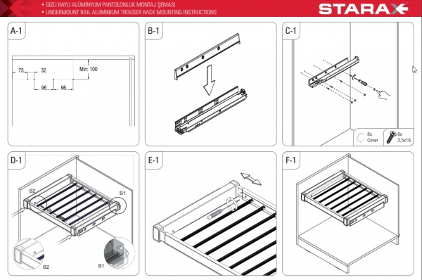 Вішак висувний 800 для штанів антрацит STARAX S-6709-A (S-6799) 760-790*475*170. Фото 2