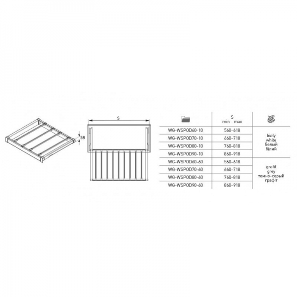 Шухляда GTV ELITE WG-WG-WSPOD60-10 перфорована зплавним дотягом біла. Фото 3