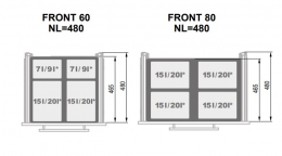 SEGREGO шухляда 800 з відрами на сміття 4x20л. H-425 L-480 графіт Rejs WE28.4043.01.924. Фото 5