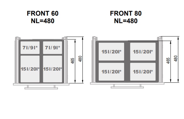 SEGREGO шухляда 600 з відрами на сміття 2х7л./2x15л. H-320 L-480 графіт Rejs WE28.4038.01.924. Фото 2