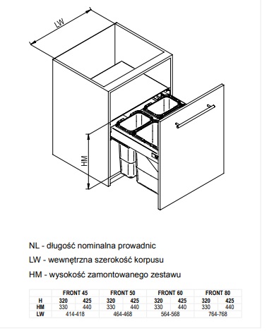 SEGREGO шухляда 600 з відрами на сміття 2х9л./2x20л. H-425 L-480 сіра Rejs WE28.4039.01.549. Фото 3