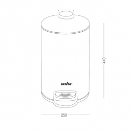 Відро для сміття з кришкою та педаллю BIN-16 12L 250х250х410 мм, нержавіюча сталь. Фото 2