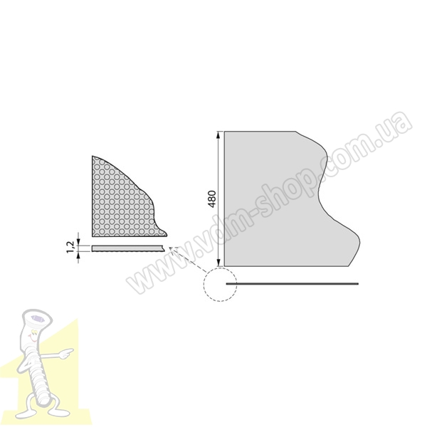 Килим з перфораційним покриттям Сірий темний шириною 480 мм. Фото 2