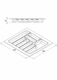 Вклад шухляди для столових приборів 340*490*55 секція 400мм антрацит STARAX (S-2283-А). Фото 3