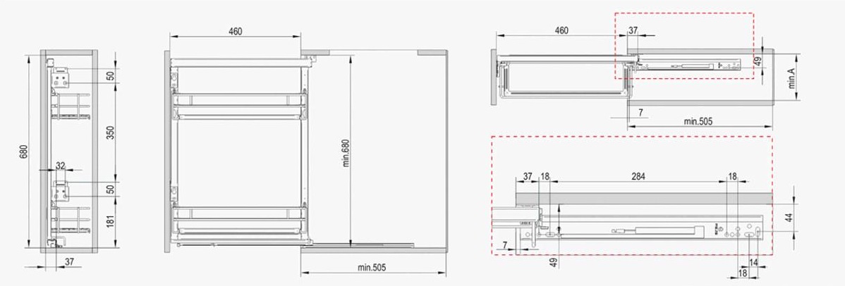 Карго 150 бічне ліве 2 поверхи хром/графіт MAXIMA SILVA Rejs WE32.0042.43.781. Фото 2