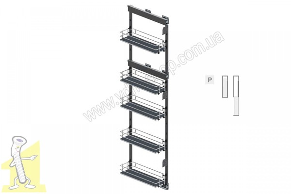 Карго MAXI 150 бічне праве 5 поверхів 1700 хром/графіт MAXIMA SILVA Rejs WE32.0010.43.781