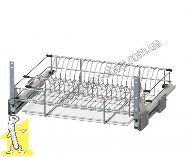 Шухляда для посуди Rejs 900мм хром повний висув з плавним дотягом WE29.0634.01.001 + WE29.0635.01.549