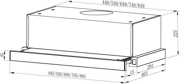 Кухонна витяжка INTERLINE SLIM 60 чорна (650) BL A/60/2/T. Фото 2