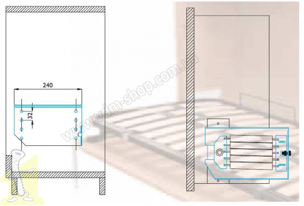 Підйомний механізм ліжка трансформера GILARDI MLA 209 білий (70/190кг). Фото 3