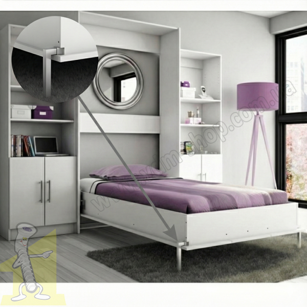 Ніжки для шафи ліжка GILARDI PTL400 біле+хром (25см) комплект 2шт Італія. Фото 3