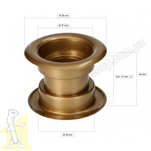 Кiльце вентиляційне пластикове Ø 40 старе золото. Фото 3