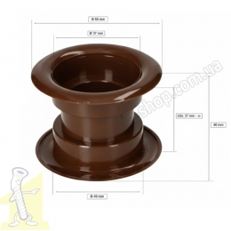Кiльце вентиляційне пластикове Ø 40 коричневе. Фото 3