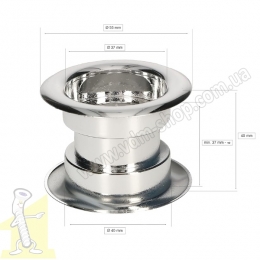 Кiльце вентиляційне пластикове Ø 40 хром. Фото 3