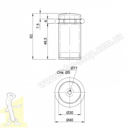 Відбійник дверний гриб (L) антична мідь. Фото 2