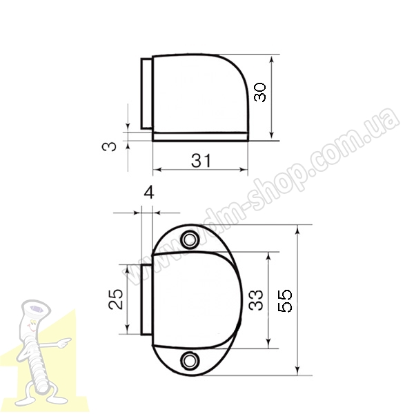 Упор для дверей М-30  у кольорі AB стара бронза. Фото 2