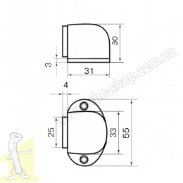 Упор для дверей М-30  у кольорі SN матовий нікель. Фото 2