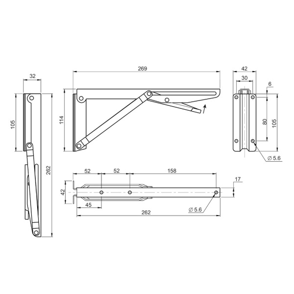 Механізм для столу-книжки 269мм (2шт). Фото 3