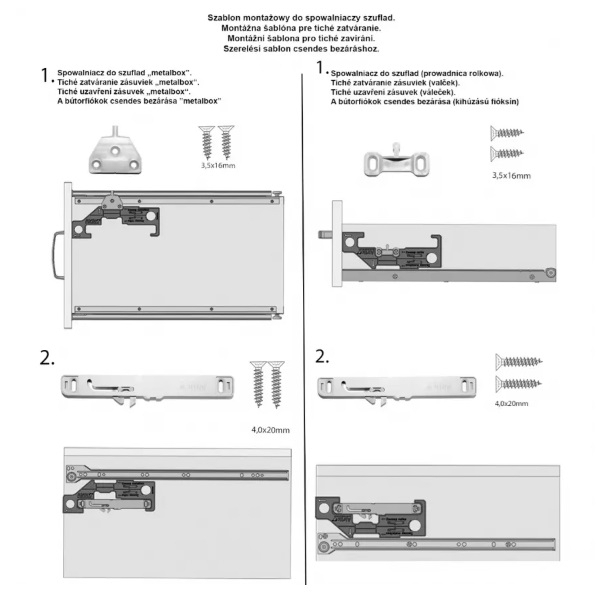 Шаблон до монтажу самодотягів шухляд Airtic Box. Фото 2
