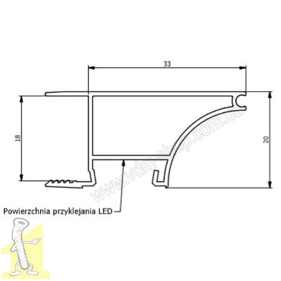 Профіль LED GTV торцевий 3м PA-GLAXWN3M-AL без ущільнювача і пластика. Фото 2