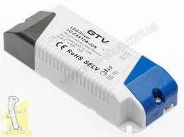 Блок живлення LED GTV  WE-220V 12V/12W, IP20, LD-ZASPRO12W-30