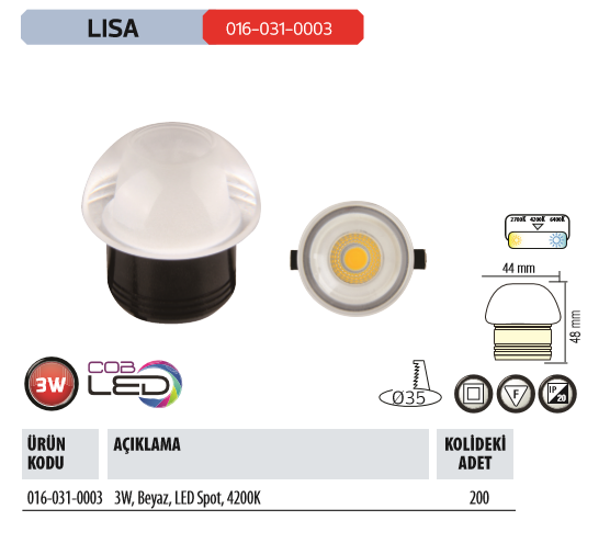 Світильник LED LISA-3W 4200K 220V HOROZ. Фото 2