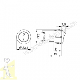 Вимикач меблевий круглий сiрий. Фото 3