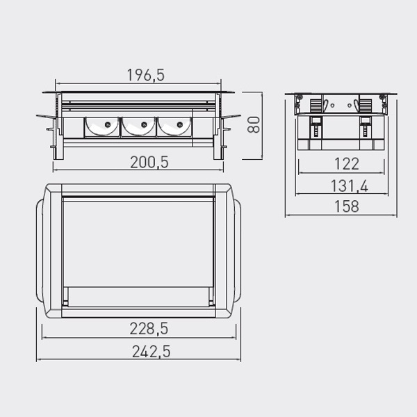 Настільний продовжувач GTV AE-PBC3GS-53BKS 3-sch., кабель 1,5м, щітка, алюміній. Фото 2
