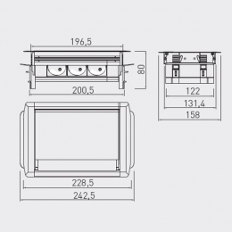 Настільний продовжувач GTV AE-PBC3GS-53BKS 3-sch., кабель 1,5м, щітка, алюміній. Фото 2